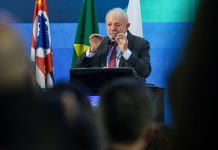 Lula sanciona lei da reciprocidade ambiental e tarifária São Paulo(SP), 08/04/2025 – Presidente Luiz Inácio Lula da Silva, durante abertura do encontro internacional da indústria da construção.