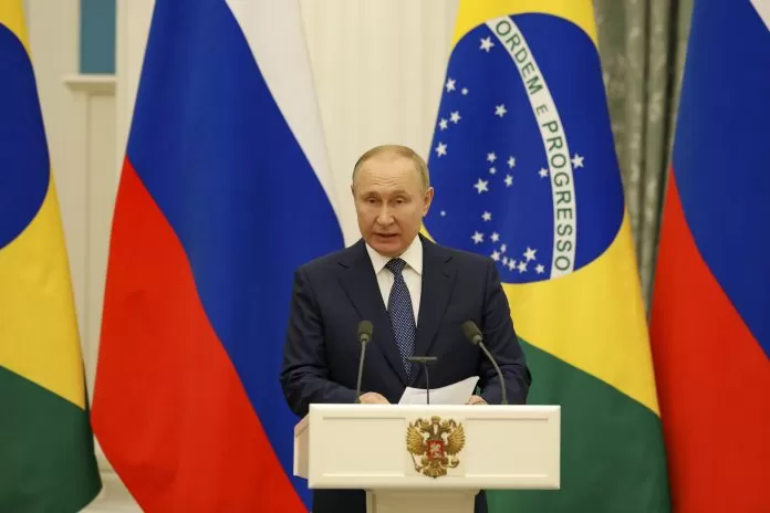 O presidente da Federação Russa, Vladmir Putin, durante declaração à Imprensa em Moscou. (Moscou - Rússia, 16/02/2022) Presidente da República, Jair Bolsonaro acompanhado do Presidente da Federação Russa, Vladmir Putin durante declaração à Imprensa. BRICS