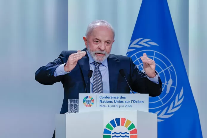 Presidente da República, Luiz Inácio Lula da Silva, durante sessão de abertura da III Conferência das Nações Unidas sobre os Oceanos (UNOC 3). Port Lympia, Nice - França. tradado alto mar, oceano