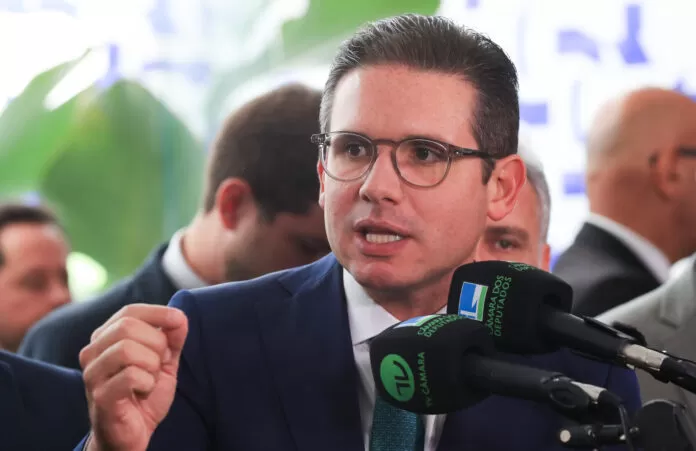 Brasília (DF), 29/05/2025 - Presidente da Câmara dos deputados, Hugo Motta, durante coletiva à imprensa após a reunião de lideres.