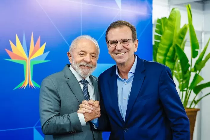 05.07.2025 - Presidente da República, Luiz Inácio Lula da Silva e o Prefeito do Rio de Janeiro, Eduardo Paes, durante a Cerimônia de Abertura do Fórum Empresarial dos BRICS, no Pier Mauá. Rio de Janeiro - RJ.  