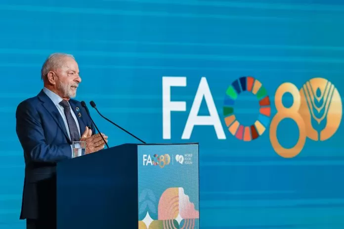 Roma, 13/10/2025 - Presidente da República, Luiz Inácio Lula da Silva, durante abertura do Fórum Mundial da Alimentação, da Aliança Global contra a Fome e a Pobreza, realizada na sede da Organização das Nações Unidas para Alimentação e Agricultura (FAO).
