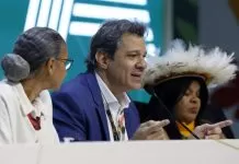 Fundo de Florestas Tropicais deve superar US$ 10 bilhões, diz Haddad Belém (PA), 06/11/2025 - Ministra do Meio Ambiente, Marina Silva, ministro da Economia, Fernando Haddad, ministra dos Povos Indígenas, Sônia Guajajara, durante entrevista coletiva na COP30.
